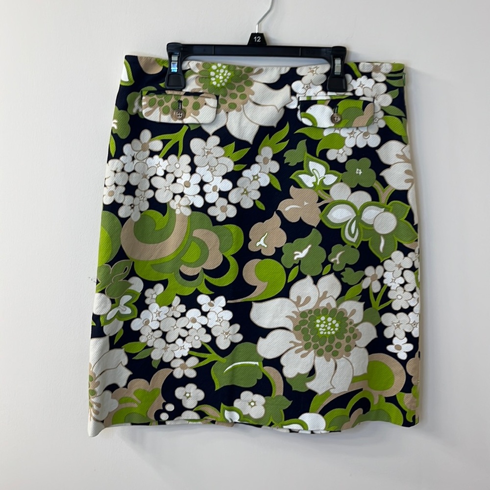 Green floral print skirt